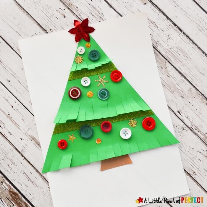 DIY X-mas Tree Button Craft Ideas For Kids