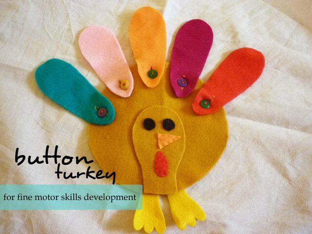Eas7 & Cute Button Turkey Craft Activity For Preschoolers
