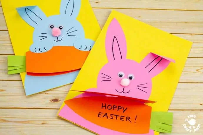 Easter Bunny & Carrot Adorable Paper Card Ideas for Easter