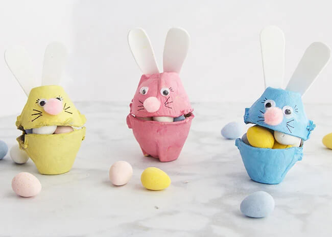 Easter Bunny Crafting Idea Using Egg Cartons