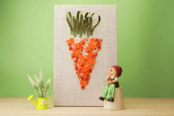 Easter Carrot Made With Buttons & Ribbons For Wall DecorButton Crafts For Easter(22 images)