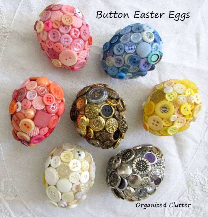 Easter Egg Craft Idea With Buttons & Styrofoam Eggs