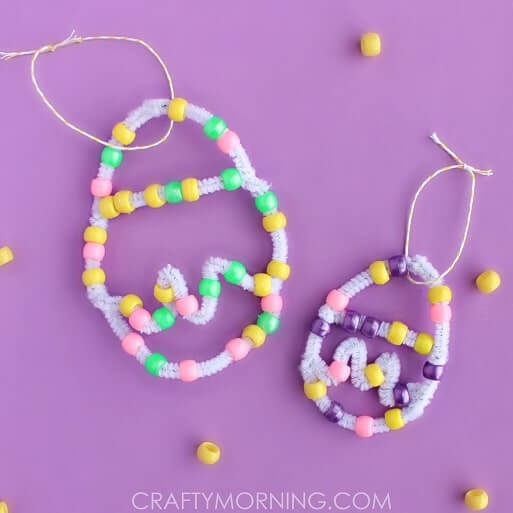 Easter Egg Craft Made With Pipe Cleaners & Beads Easter Beads Crafts Using Pipe Cleaner