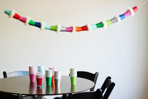 Easy And Colourful Paper Cup Garland Miniature Crafts