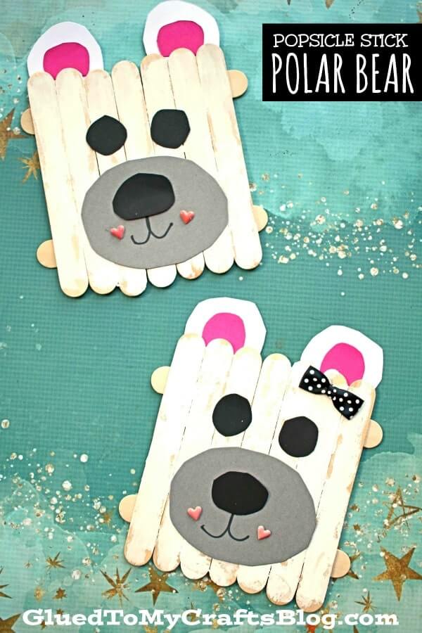 Easy & Fun Popsicle Stick Polar Bear Craft Idea For Kids