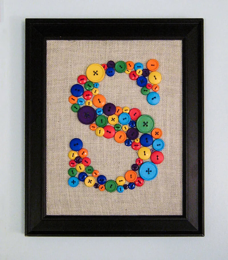 Easy & Little Button Monogram Wall Art Ideas For Kid's RoomNursery wall art ideas made with button