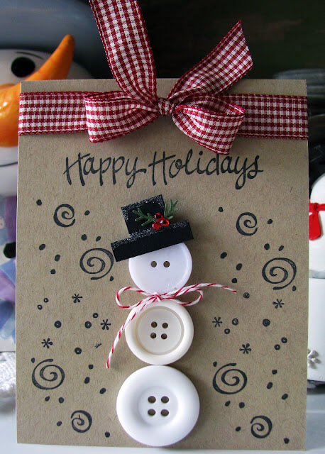 Easy & Simple Button Snowman Craft For Kids DIY Winter Button Crafts
