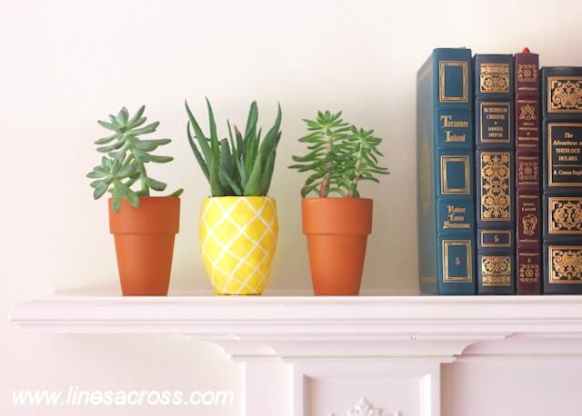 Easy & Simple Pineapple Theme Clay Planter Designing Idea