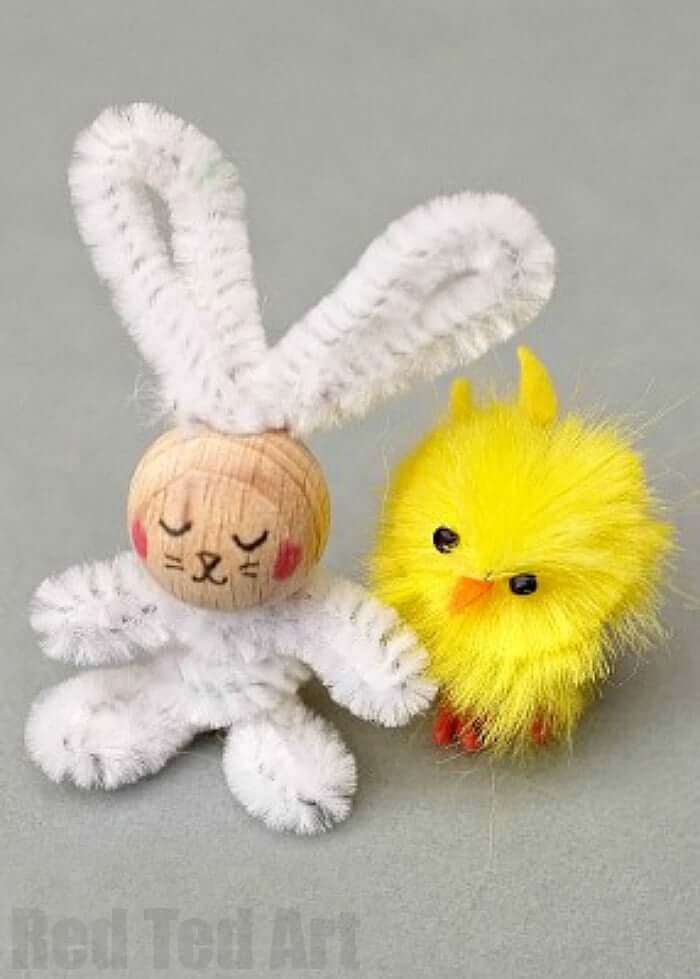 Easy & Simple Pipe Cleaner Beaded Bunny Craft Easter Beads Crafts Using Pipe Cleaner