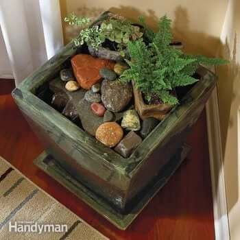 Easy And Simple Pot & Stones Indoor Water Fountain DIY Ideas