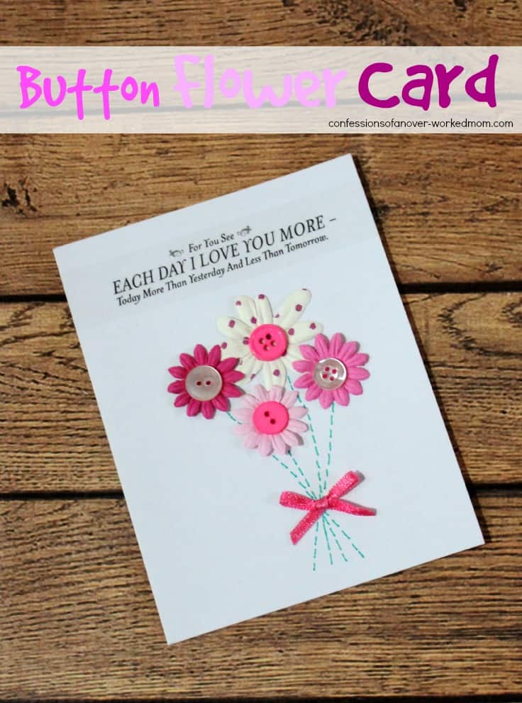 Easy & Simple Spring Flower Card Idea Using Buttons On Paper