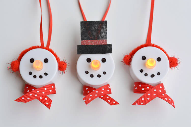 Easy & Simple Tea Light Snowman Ornament Craft For Kids