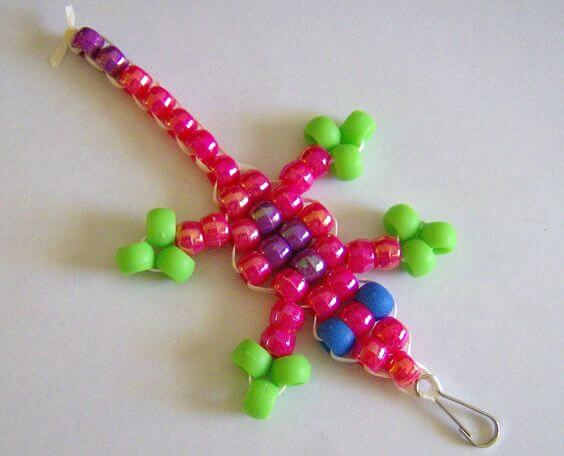 Easy Beaded Lizard Keychain Craft Idea For Kids