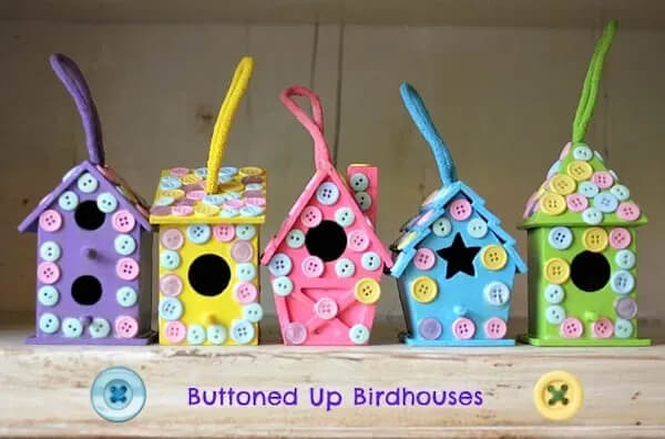 Easy Birdhouse Button Craft For Kids