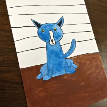 Easy Blue Dog tempera Art Idea For KidsSchool Tempera Paint Projects for Kids 