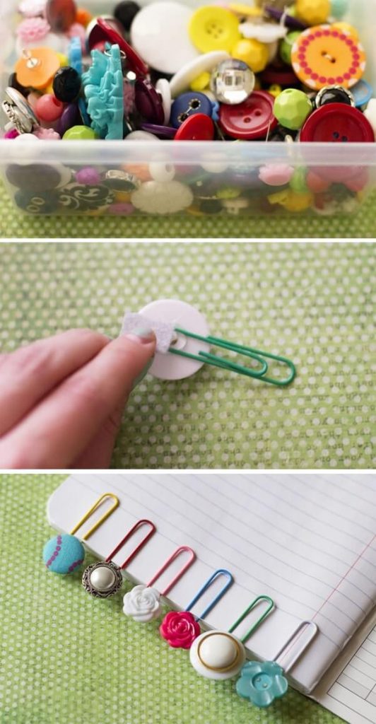 Easy Bookmark Craft Using Paperclips & Buttons