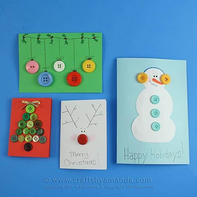 Easy Button Card Idea For Christmas Gifts Christmas Button Craft Ideas