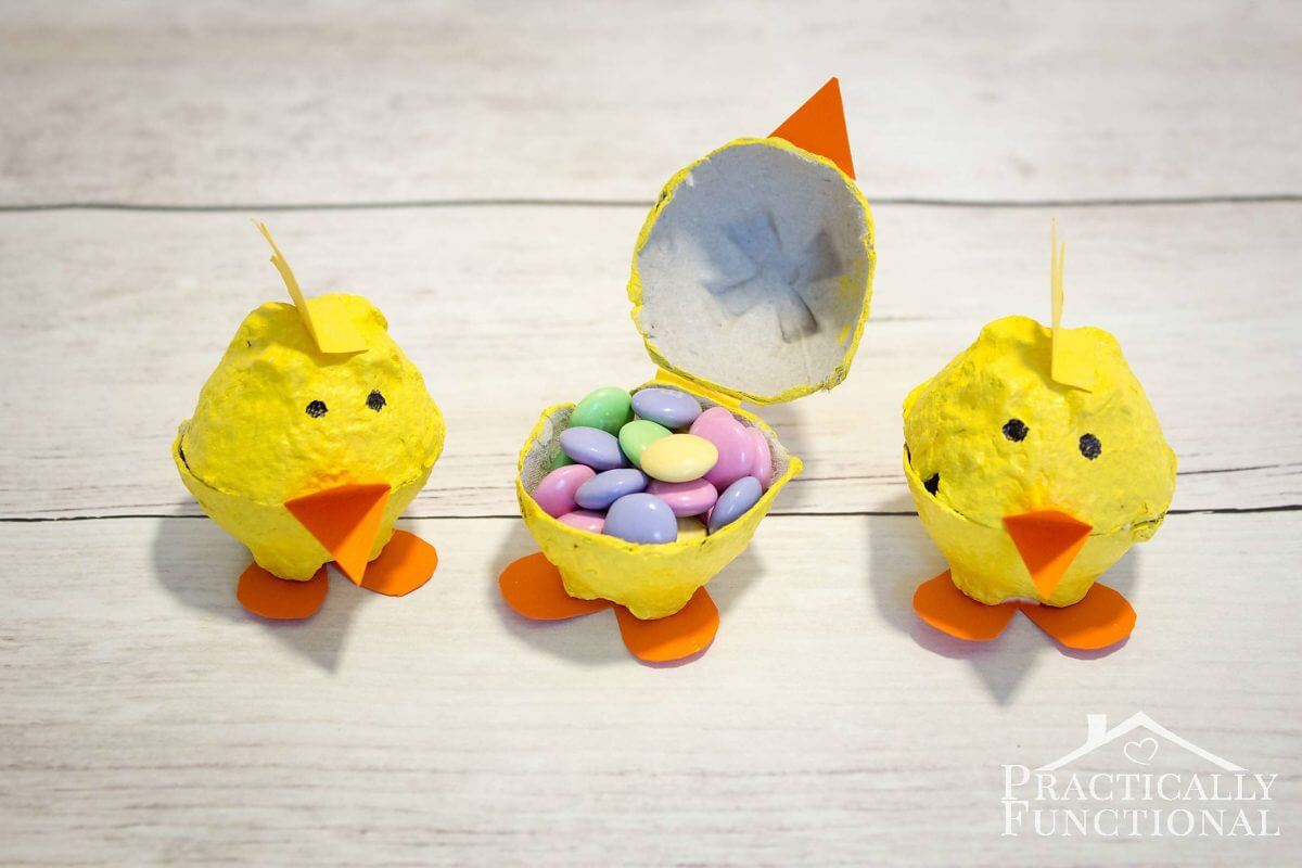 Easy Candy Fill Egg Carton Chick Craft To Make Beautiful Egg Carton Chicks Crafts