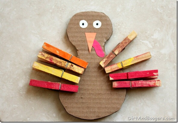 Easy Cardboard And Clothespin Turkey Craft For Toddlers Clothespin Crafts &amp; Activities for Toddlers