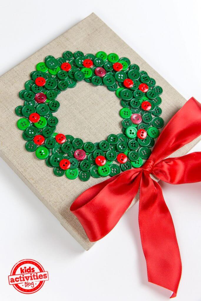 Easy Christmas Button Wreath Craft Project For Kids Christmas Button Craft Ideas