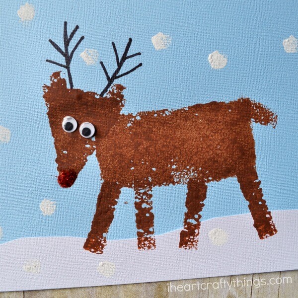 Easy Christmas Reindeer Sponge Painting Craft For Kids Christmas Sponge Paintings