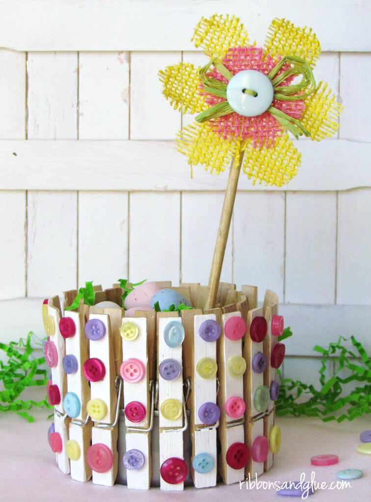 Easy Clothespin & Button Holder Craft Project For Home Decor