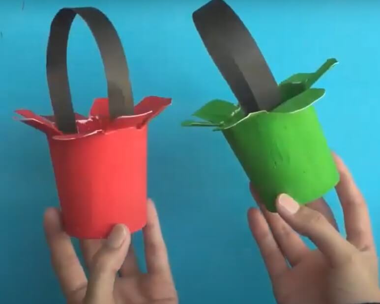 Easy Colorful Paper Cup Basket DIY For Toddlers