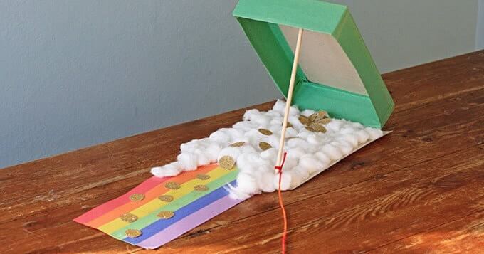 Easy DIY Cardboard & Cotton Balls Leprechaun Trap For Kids