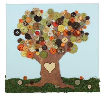 Easy Fall Button Tree Craft Project On Canvas
