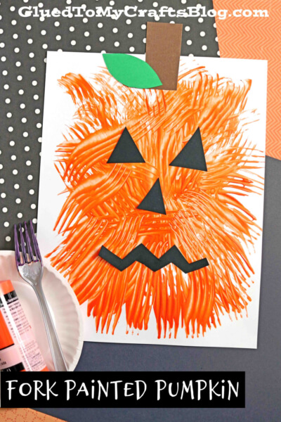 Easy Fork Painted Halloween Pumpkin Crafts Ideas