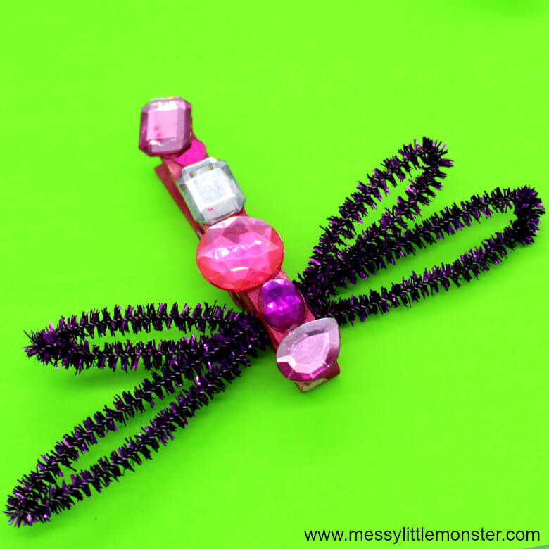 Easy Gems Stone & Clothespin Dragonfly Craft For Kids Clothespin spring Crafts