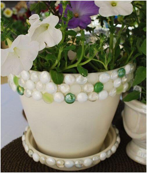 Easy Glass Bead Flower Pot Decor Project Dollar Store Glass Bead Projects