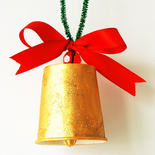 Easy Glittery Paper Cup Christmas Bell Craft For Kids