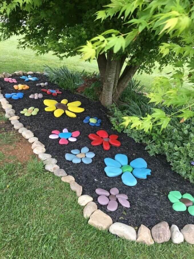 Easy Hand Painted Stones As Garden Markers Near Plants