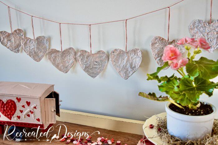 Easy Heart Garland Decoration Made With Aluminium Foil For Valentine's Day
