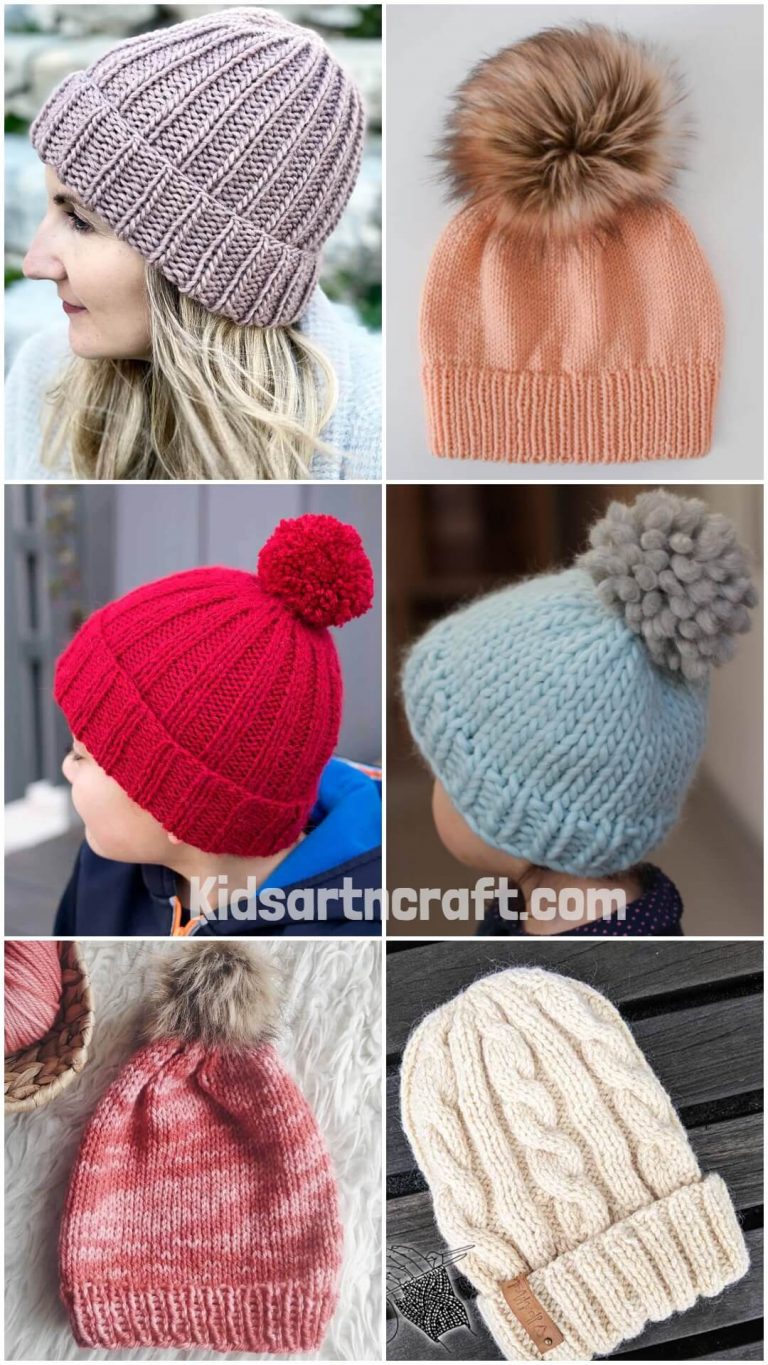 Easy Knit Hat Patterns For Kids And Adults Kids Art & Craft