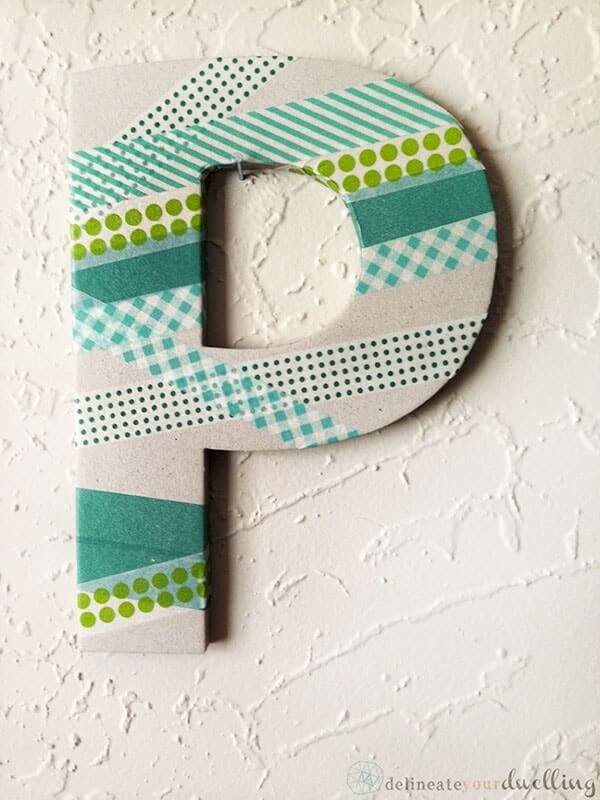 Easy Letter P Wall Decor Using Washi Tape How to Make a Decorative Washi Tape Letter