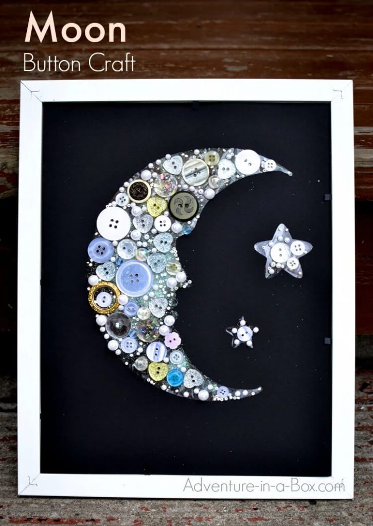 Beautiful Button Moon Decoration Craft Activity At Home