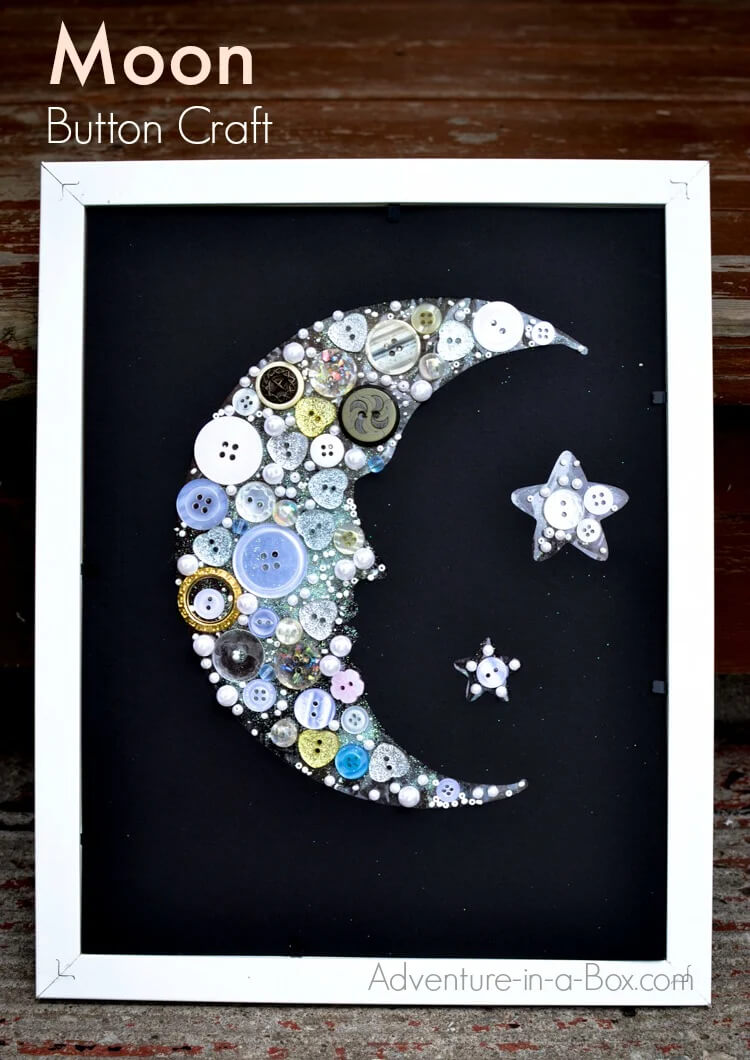 Easy Moon Button Decoration Craft Ideas For Wall ArtNursery wall art ideas made with button