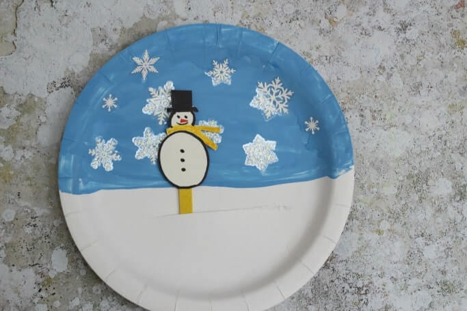 Easy Movable Snowman Paper Plate Puppet Craft For Kids Winter Crafts With Paper Plates
