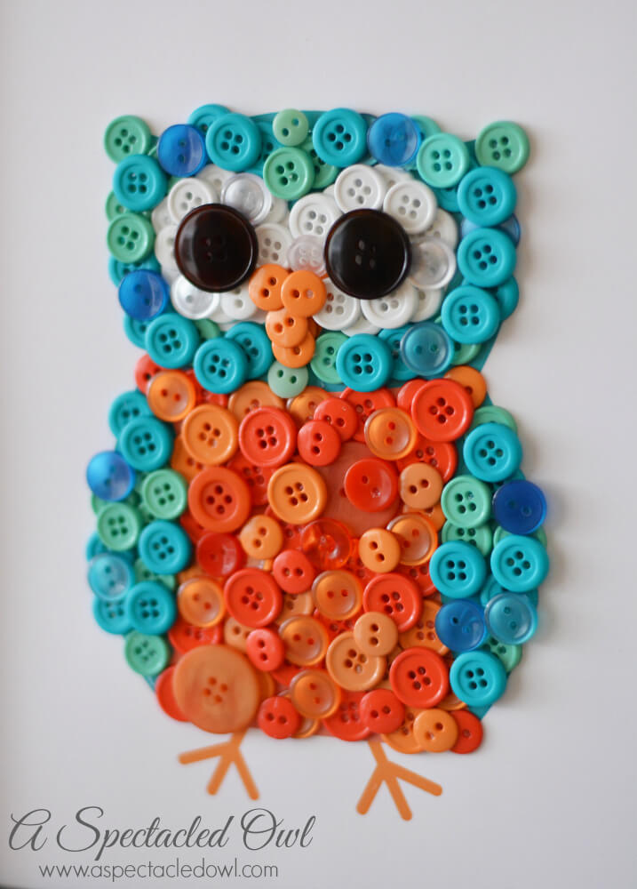 Easy Owl Craft Made With Colorful ButtonButton Bird Crafts