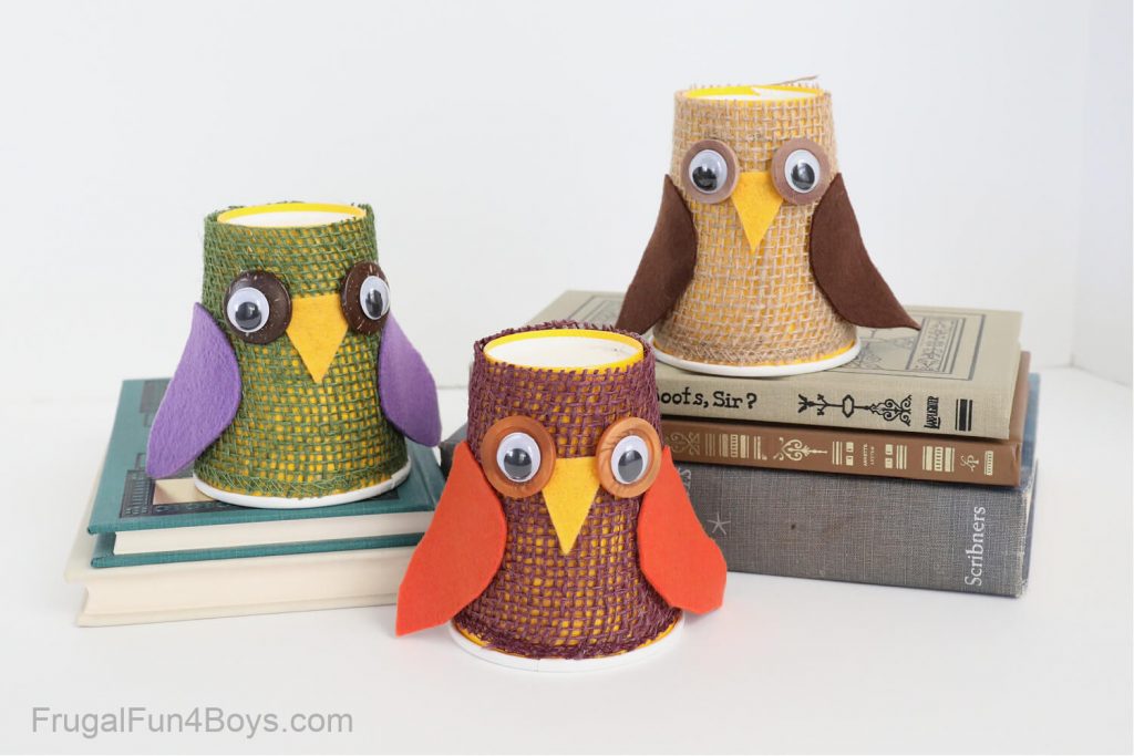 Easy Paper Cup And Burlap Owl Bird Craft For Kids Paper Cup Bird Crafts