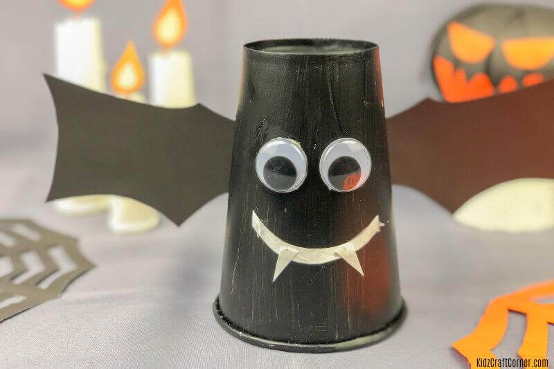 Easy Paper Cup Bat Halloween Craft For Kids