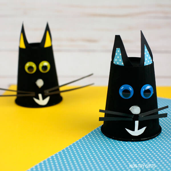 Easy Paper Cup Black Cat Craft For ToddlersPaper Cup Animal Crafts