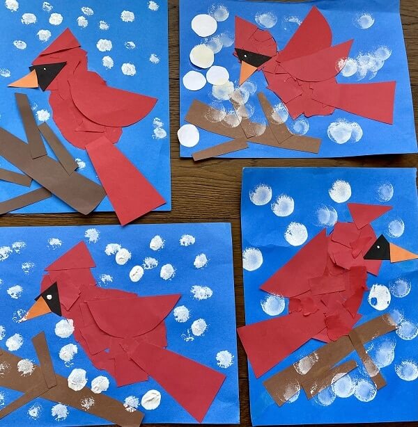 Easy-Peasy Cardinal Winter Art Project For Kids Cardinal Craft For Kids