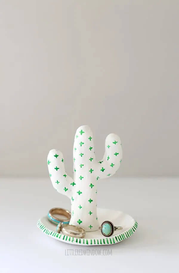 Easy-Peasy Clay Cactus Ring Holder Craft Idea Polymer Clay Ideas and Projects