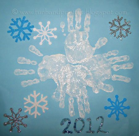 Easy-Peasy Handprint Snowflake Art IdeaWinter Handprint & Footprint Art & Craft Ideas For Kids 