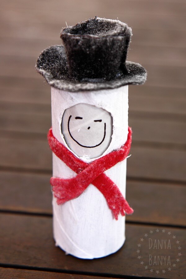 Easy-Peasy Toilet Paper Roll Upcycling Snowman Craft IdeaUpcycled Winter Crafts