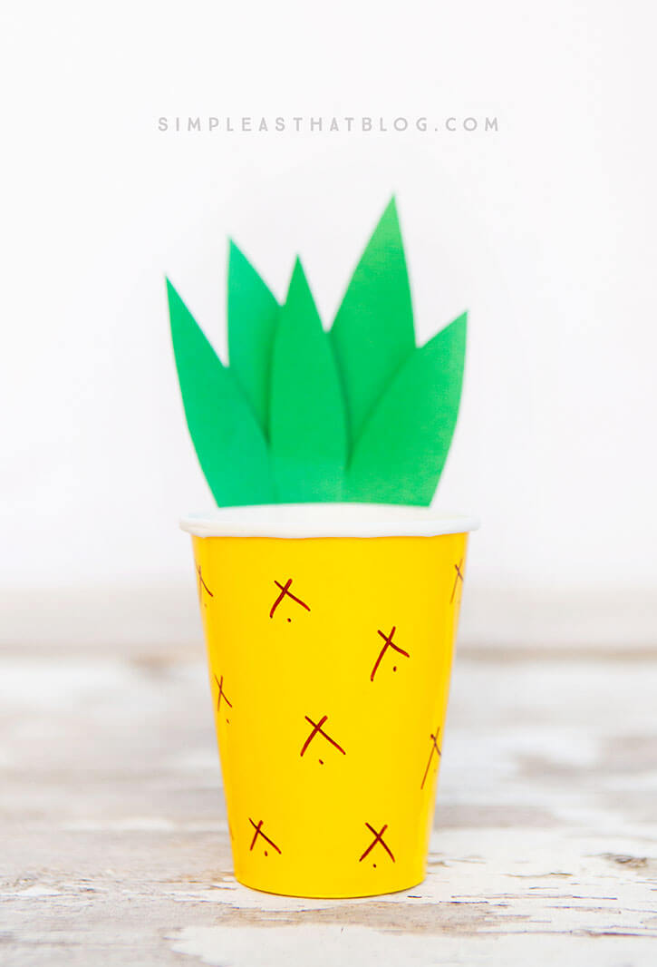 Easy Pineapple Paper Cup Craft For Toddlers