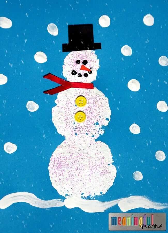 Easy Sponge Snowman Painting Snowman Craft For Christmas